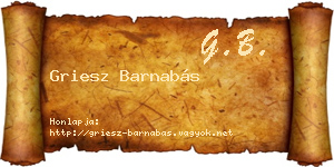 Griesz Barnabás névjegykártya